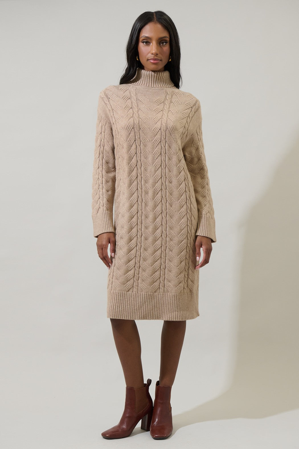 Raven Cable Knit Sweater Dress