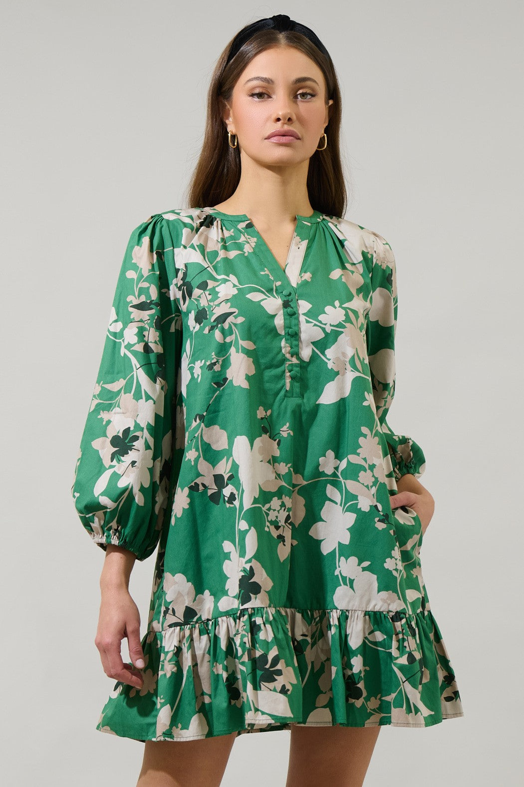 Nora Floral Whine Shift Dress