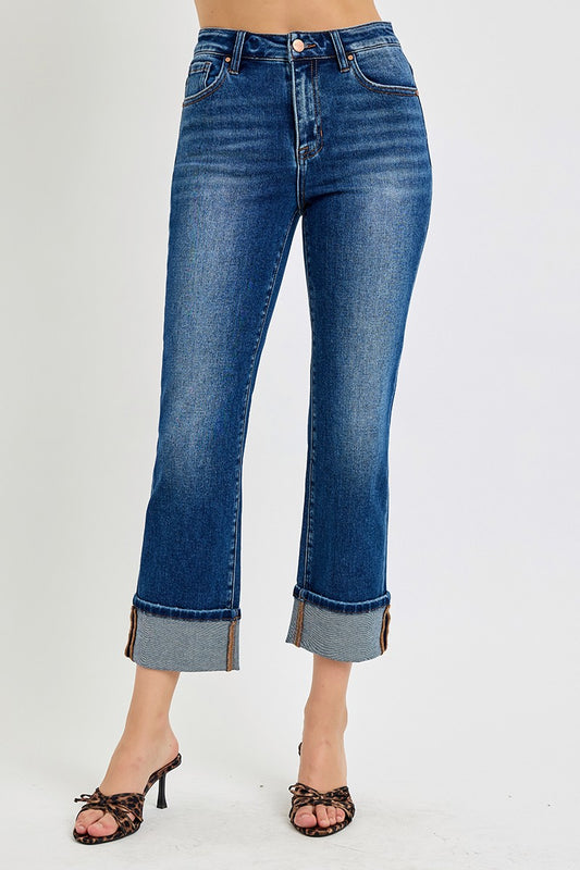 Olivia High Rise Crop Straight Leg Jeans