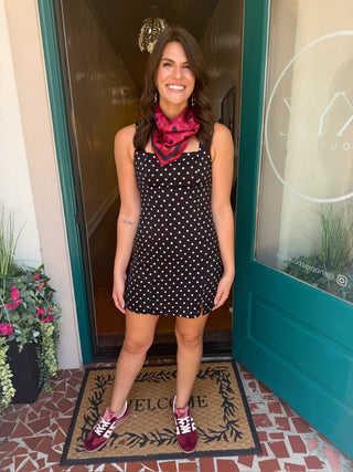 Polka Dot Square Neck Dress
