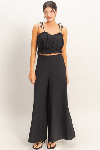 Ruffle Smocked Bust Top & Wide Leg Pants Set