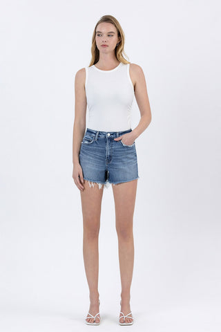 Isabelle High Rise Frayed Hem A-Line Shorts