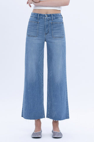 Olivia High Rise Comfort Waistband Crop Wide Jeans