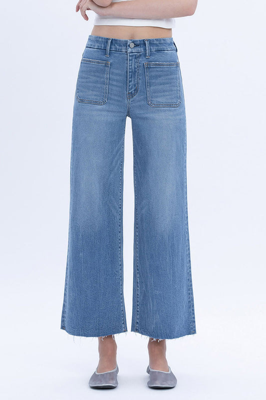 Olivia High Rise Comfort Waistband Crop Wide Jeans