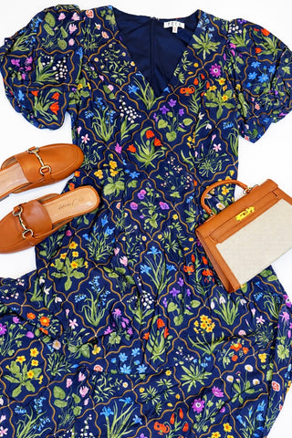 Floral Fit And Flare Flattering V Neckline Dress