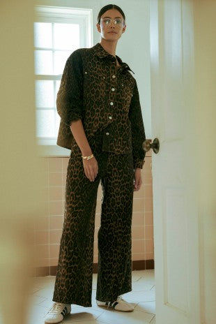 Leopard Print Wide Leg Jean