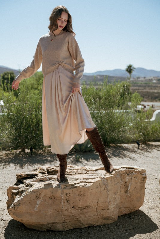 Soft Textured Knotted Sweater Top