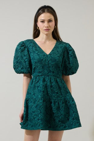 Russa May Floral Jacquard Tiered Dress