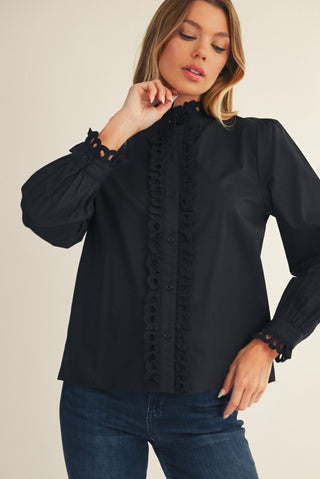 Eyelet Accent Button Down Classy Shirt