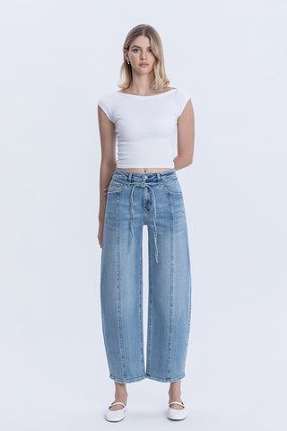 Nell High Rise Wide Barrel With Waist Tie