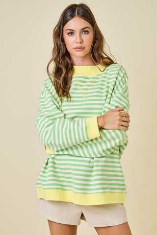 Striped Mock Neck Sweatshirt