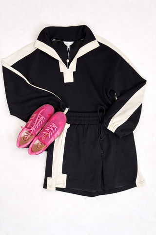Black Long Sleeve Short Set