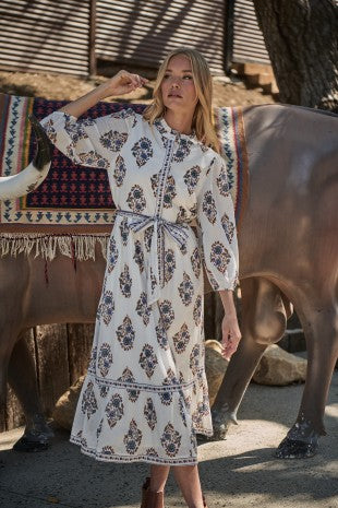 Rennie Floral Long Sleeve Midi Dress