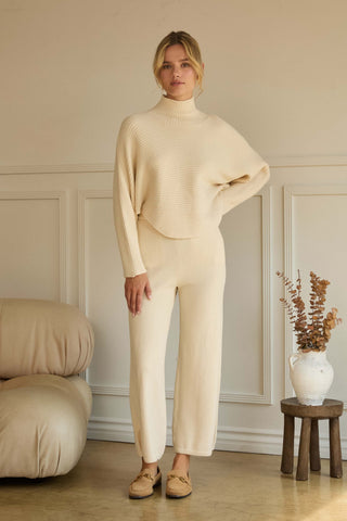 Asymmetrical Mock Neck Sweater Set