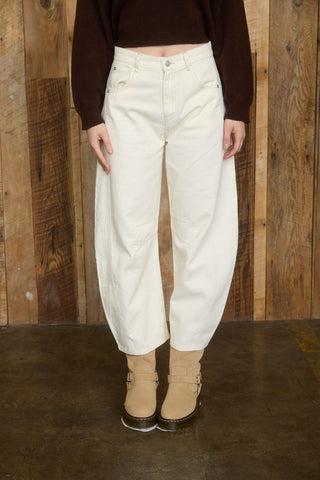 Ecru Wide Leg High Waist Cropped Pants