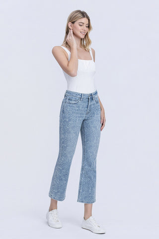 Mckenna High Rise Crop Easy Flare With Floral Print