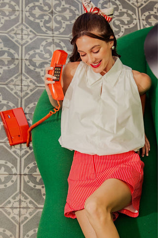 Bubble Hem Sleeveless Shirt Top