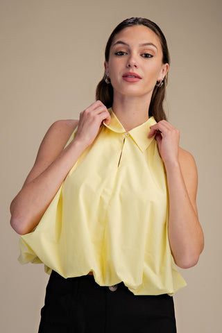Bubble Hem Sleeveless Shirt Top