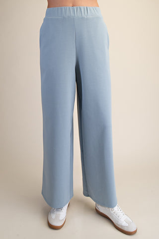 Elastic Waistband Wide Leg Pants