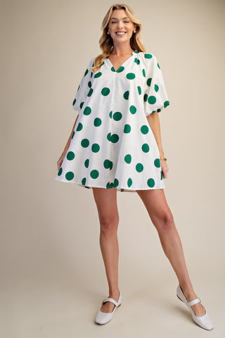 Puff-sleeve Polka Dot Shift Dress - Sunday Steal