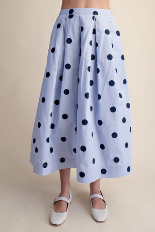 Polka Dot Pleated Midi Skirt