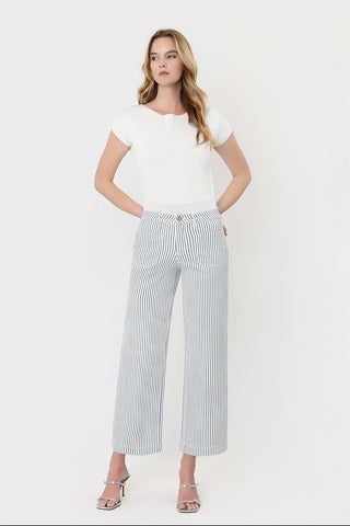 Stripe High Rise Patch Pocket Pants