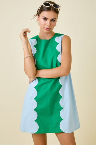 Scalloped Panel Shift Dress