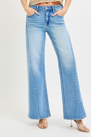 Larissa High Waist Curved Seam Detail Jeans