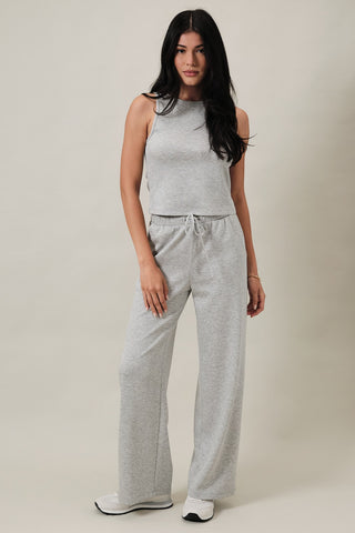 Heather Grey Racer Back Tank Pants Set