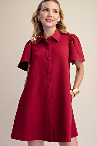 Collar Neck Covered Button Down Dress