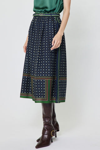 Geo Printed A-line Midi Skirt