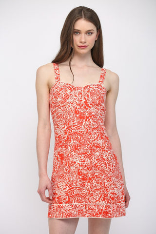 Abstract Floral Bust Detail Dress