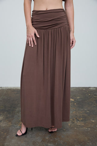 Gathered Waistband Knit Maxi Skirt