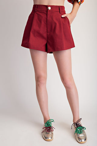 High-Waist Pleated Shorts