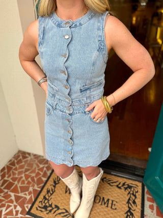 Brea Scalloped Denim Skirt