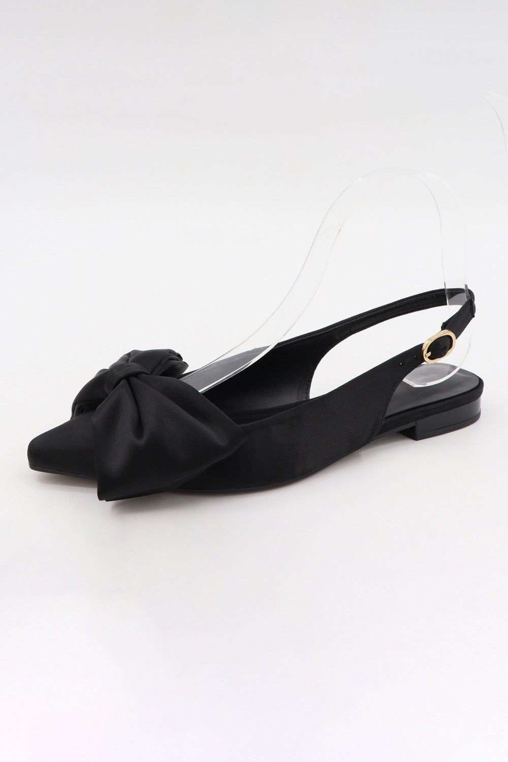 Visor Black Bow Sling Back Flat