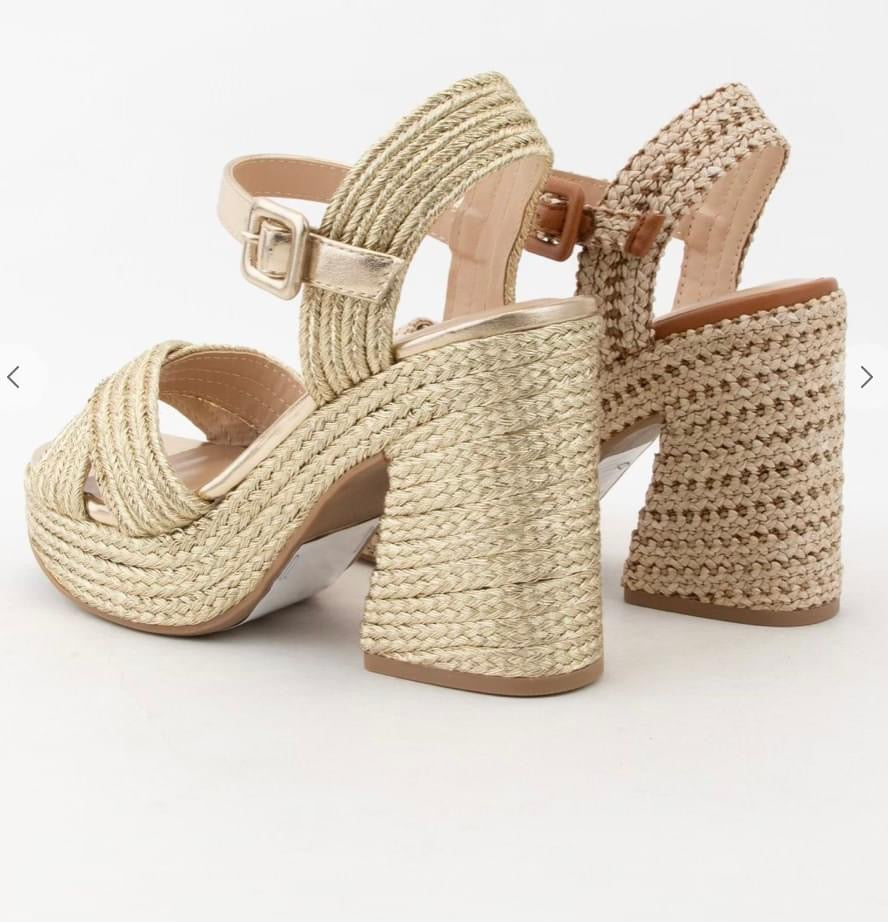 Yara Raffia Block Heel