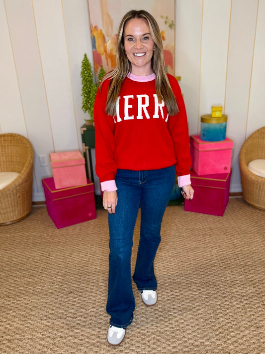 Red Merry Crew Neck Sweater