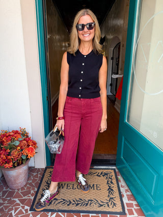 High Rise Wide Leg Colored Denim Pants