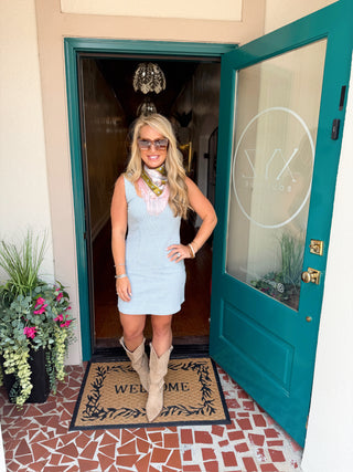 Stripe Denim Sleeveless Dress