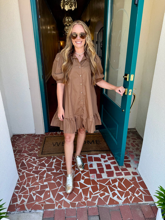 Levy Button Down Shift Dress