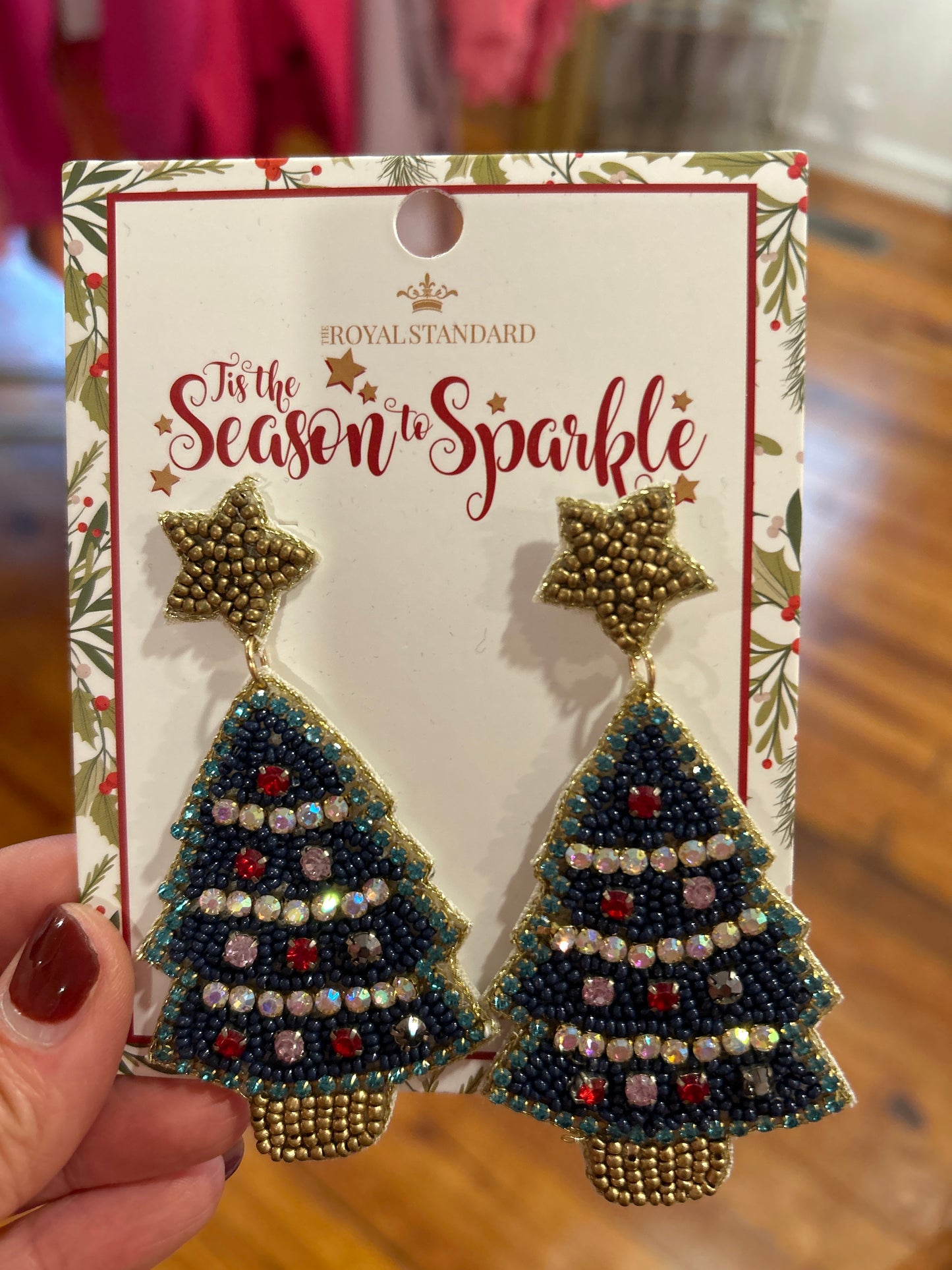 Jeweled Christmas Tree Earring