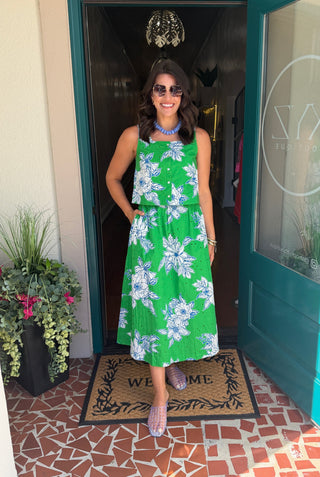 Botanical Print Midi Skirt