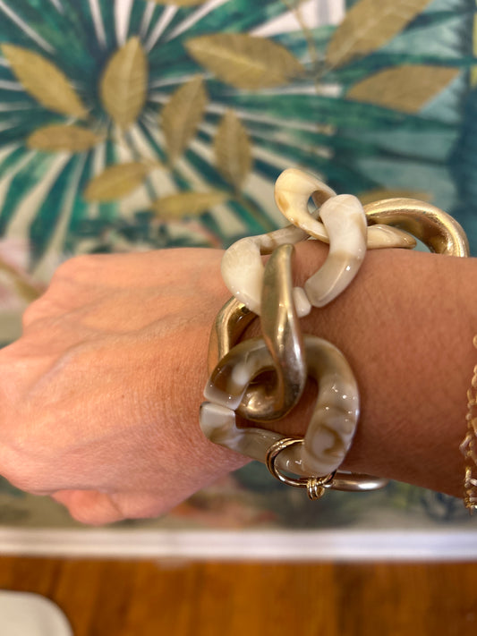 Gold & Cream Link Bracelet