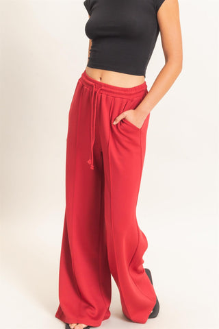 Drawstring Waist Pintuck Wide Leg Pants-Saturday Steal