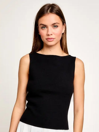 Boat Neck Sleeveless Sweater Top