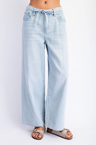 Baggy Straight Bow Tie Jeans