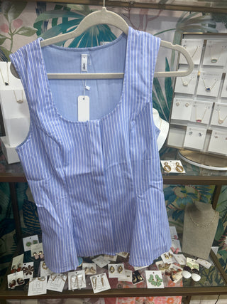Scoop Neck Stripe Peplum Top