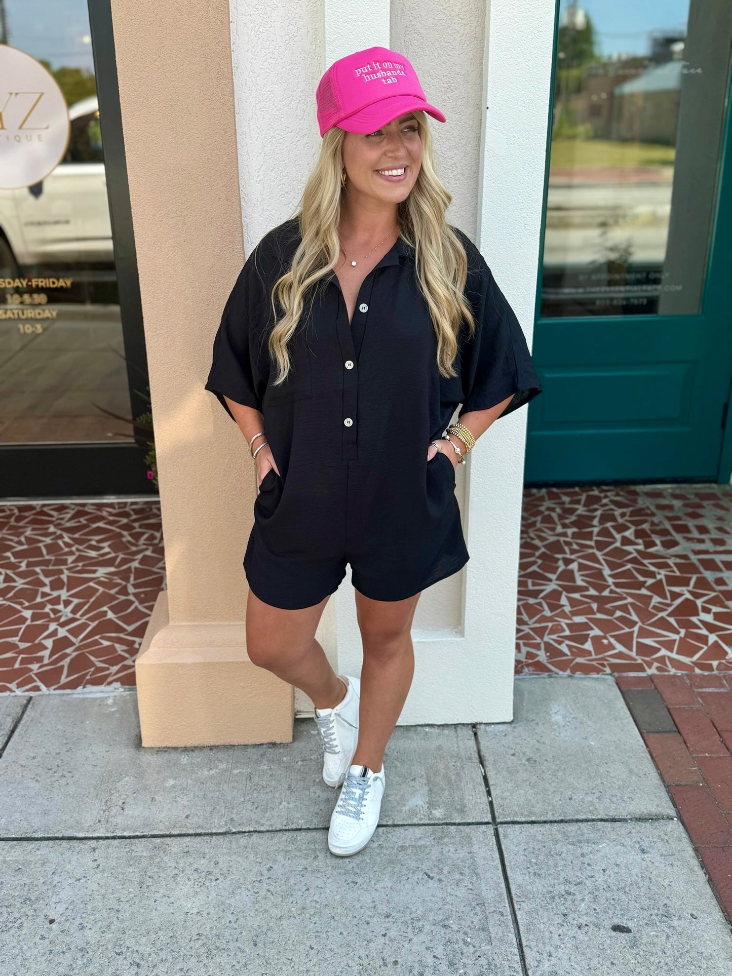 Oversized Button Front Romper- SATURDAY STEAL