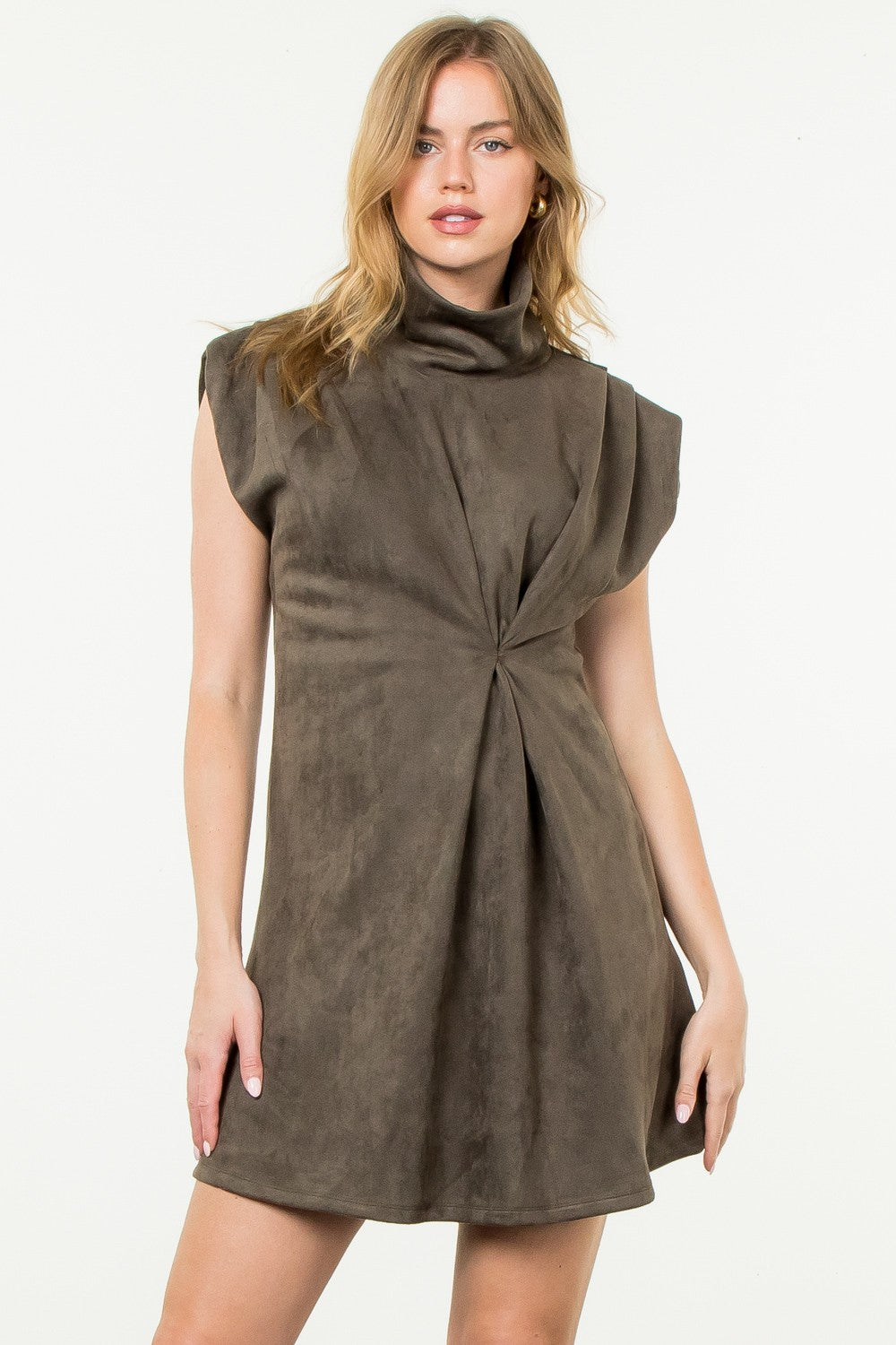 Turtleneck Suede Dress